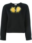 Fendi - Wonders Sweatshirt - Women - Cotton/fox Fur/polyamide - 40, Black, Cotton/fox Fur/polyamide