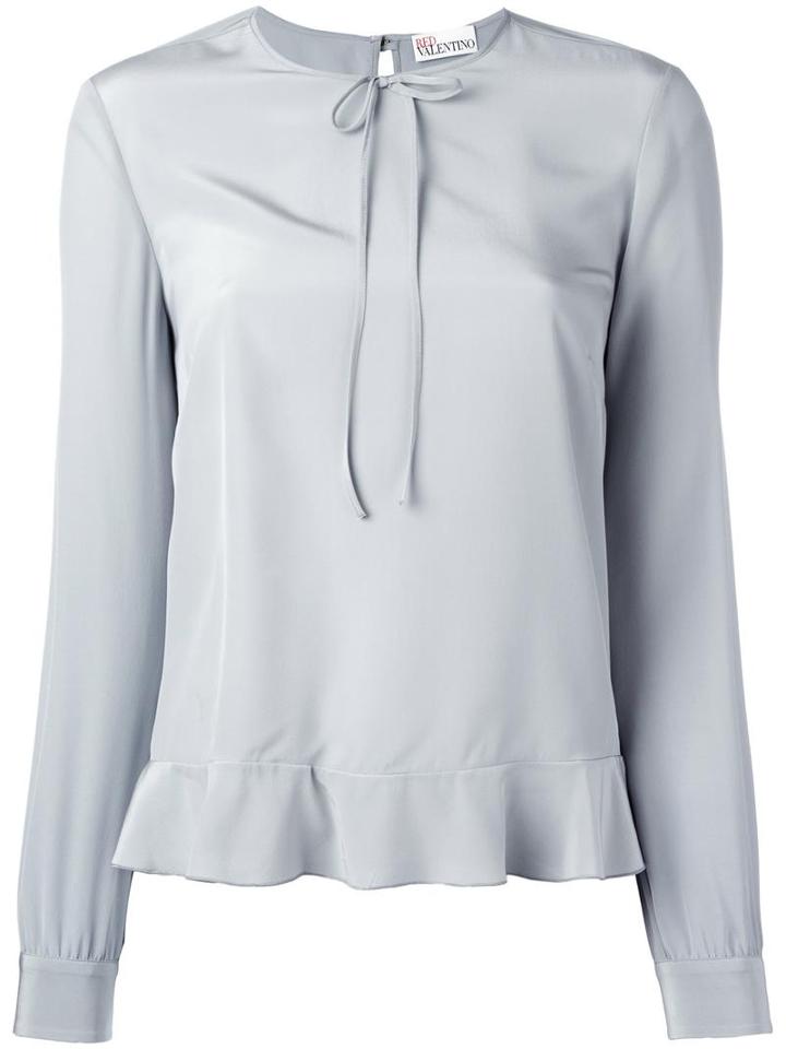Red Valentino Bow Detail Blouse, Women's, Size: 42, Grey, Silk