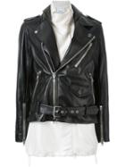 3.1 Phillip Lim Contrasting Gilet Biker Jacket, Women's, Size: 2, Black, Silk/lamb Skin