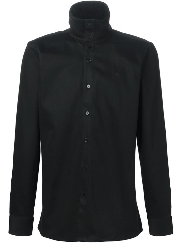Raf Simons Ribbed Roll Neck Shirt - Black