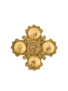 Chanel Vintage Collectable Lion Cross Brooch - Metallic