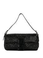 Fendi Vintage Baguette Beaded Shoulder Bag - Black