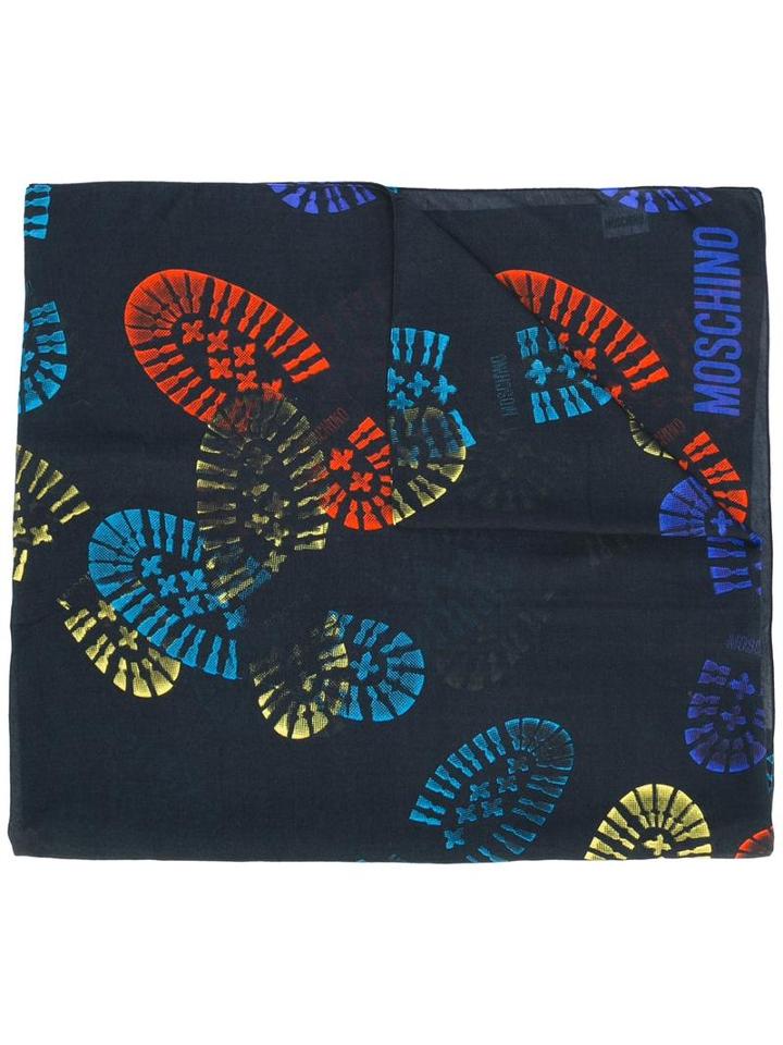 Moschino Boot Print Scarf, Men's, Black, Modal/cashmere