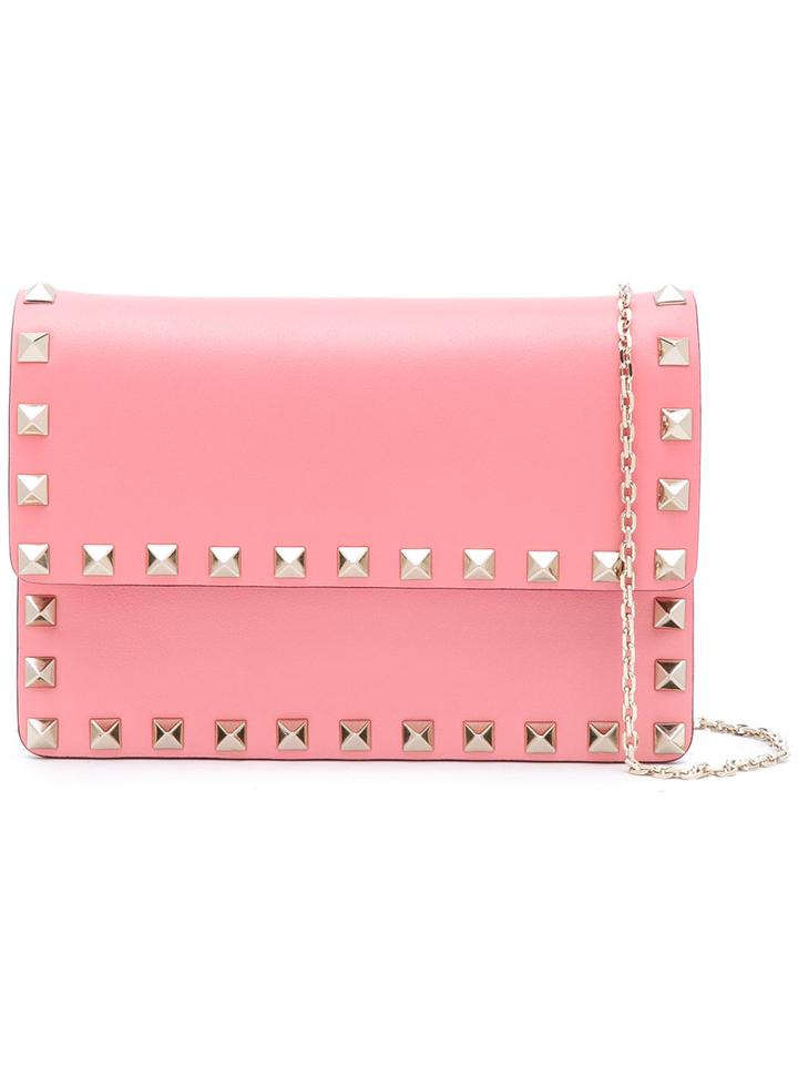 Valentino - Valentino Garavani Rockstud Cross Body Wallet - Women - Calf Leather - One Size, Women's, Pink/purple, Calf Leather