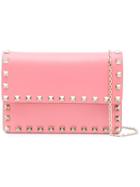 Valentino - Valentino Garavani Rockstud Cross Body Wallet - Women - Calf Leather - One Size, Women's, Pink/purple, Calf Leather