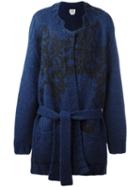 Vivienne Westwood Man Intarsia Chunky Belted Cardigan, Men's, Size: Large, Blue, Wool/alpaca