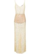 Amen Sequined Sheer Evening Dress - Yellow & Orange