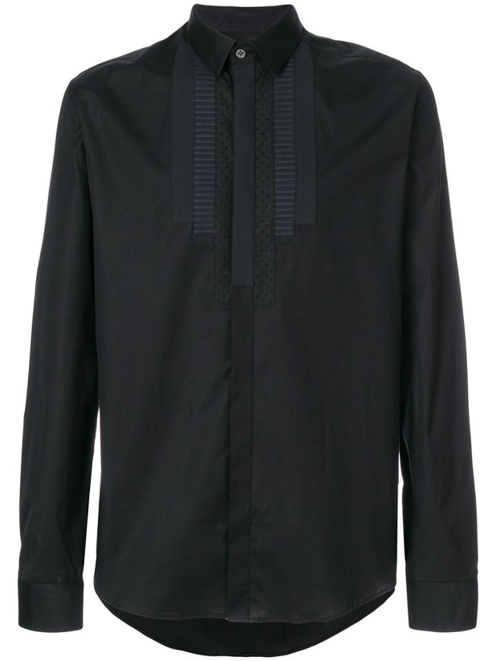Les Hommes Pleat Long-sleeve Shirt - Black