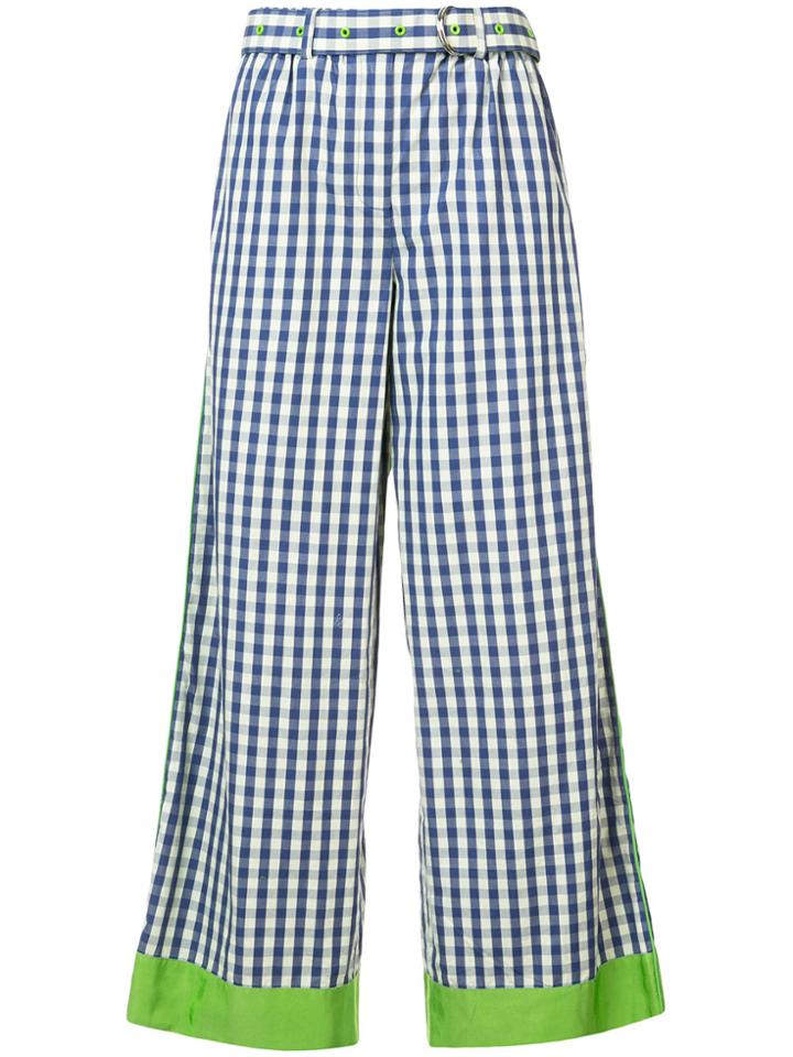 Adam Selman Contrast Cuff Striped Wide Leg Trousers - Blue