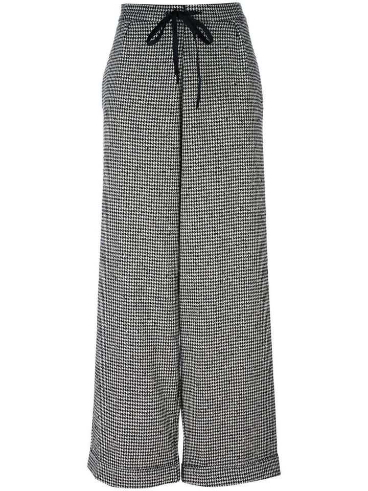 Ultràchic Houndstooth Tie Waist Palazzo Pants, Women's, Size: 40, Black, Polyester/spandex/elastane/wool