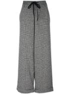 Ultràchic Houndstooth Tie Waist Palazzo Pants, Women's, Size: 40, Black, Polyester/spandex/elastane/wool