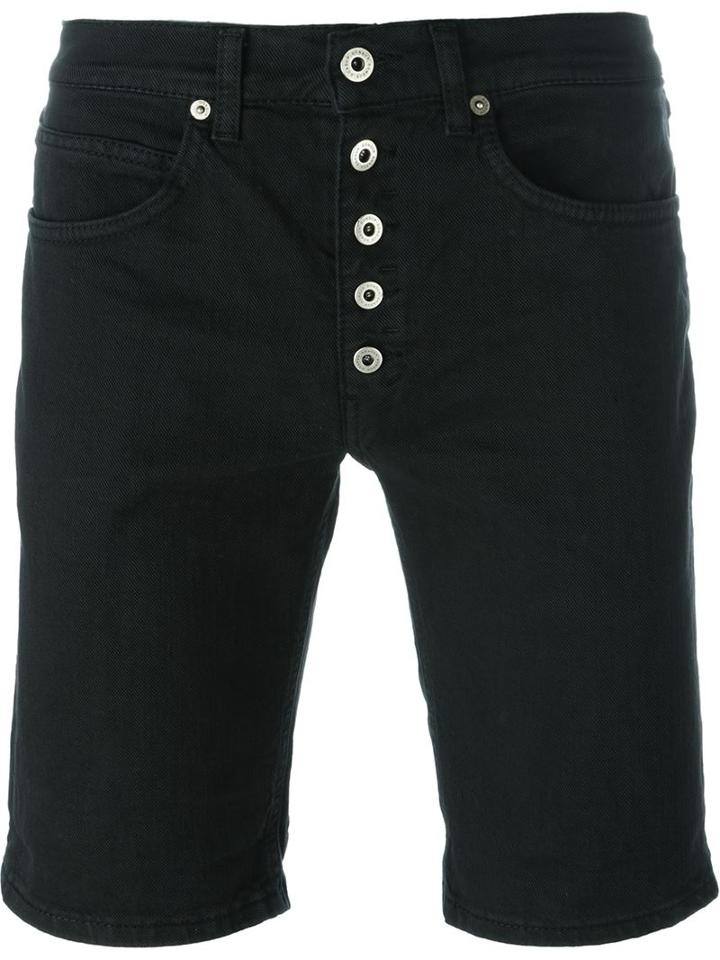 Dondup Buttoned Shorts, Men's, Size: 36, Black, Cotton/spandex/elastane