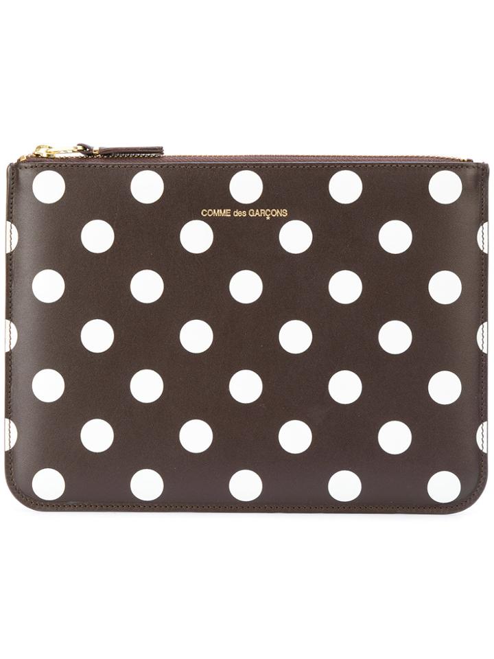 Comme Des Garçons Wallet Polka Dot Print Pouch Wallet - Brown