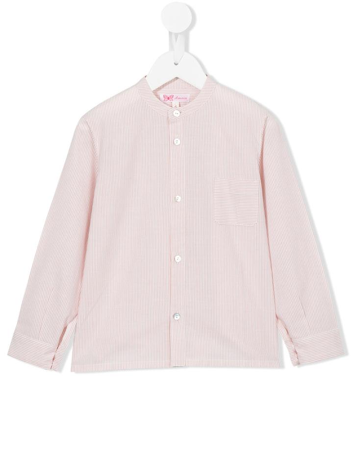 Amaia Mandarin Neck Striped Shirt, Boy's, Size: 8 Yrs, Pink/purple