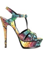 Saint Laurent Snakeskin Effect Platform Sandals