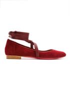 Zeferino Suede Ballerina Flats - Red