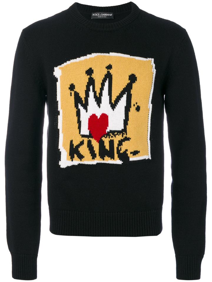 Dolce & Gabbana King Intarsia Sweater - Black