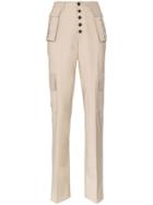 Charm's Utility Pocket High-waisted Straight Leg Trousers - Neutrals