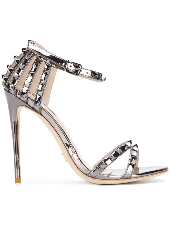 Gianni Renzi Studded Strap Sandals - Metallic