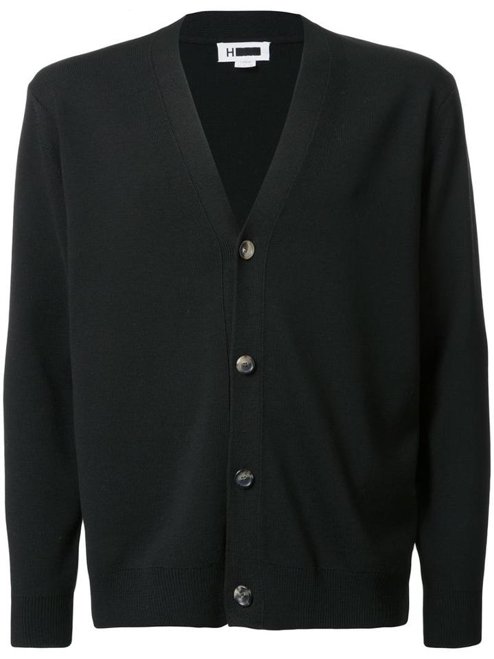 H Beauty & Youth. Dropped Shoulder V-neck Cardigan, Men's, Size: Small, Black, Wool
