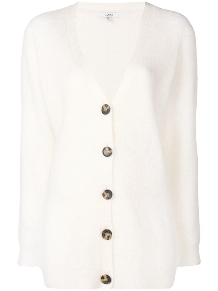 Ganni Ribbed Oversized Cardigan - Nude & Neutrals