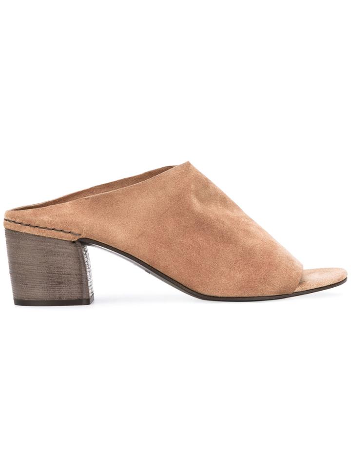 Del Carlo Peep Toe Mules - Brown