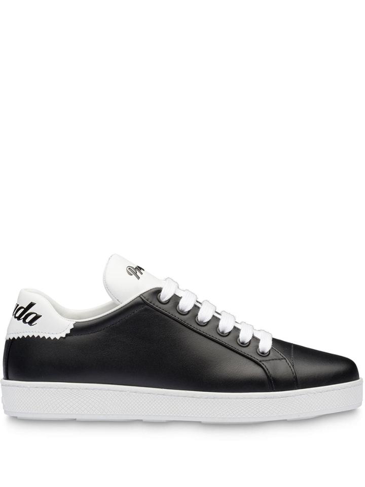 Prada Leather Monochrome Sneakers - Black