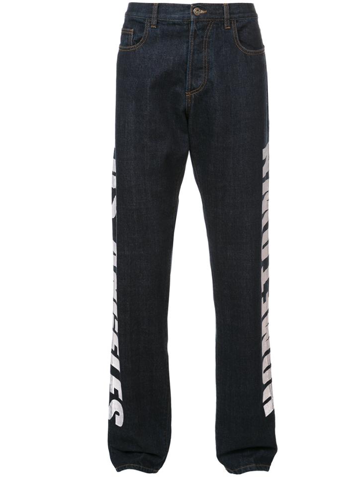 Faith Connexion Printed Side Straight Leg Trousers - Blue