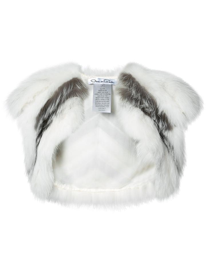 Oscar De La Renta - Open Bolero - Women - Silk/fox Fur - S, White, Silk/fox Fur