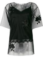 Helmut Lang Floral Embroidered Layered T-shirt - Black
