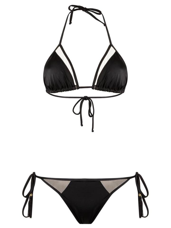 Brigitte Triangle Bikini Set, Women's, Size: Pp, Black, Spandex/elastane/polyimide
