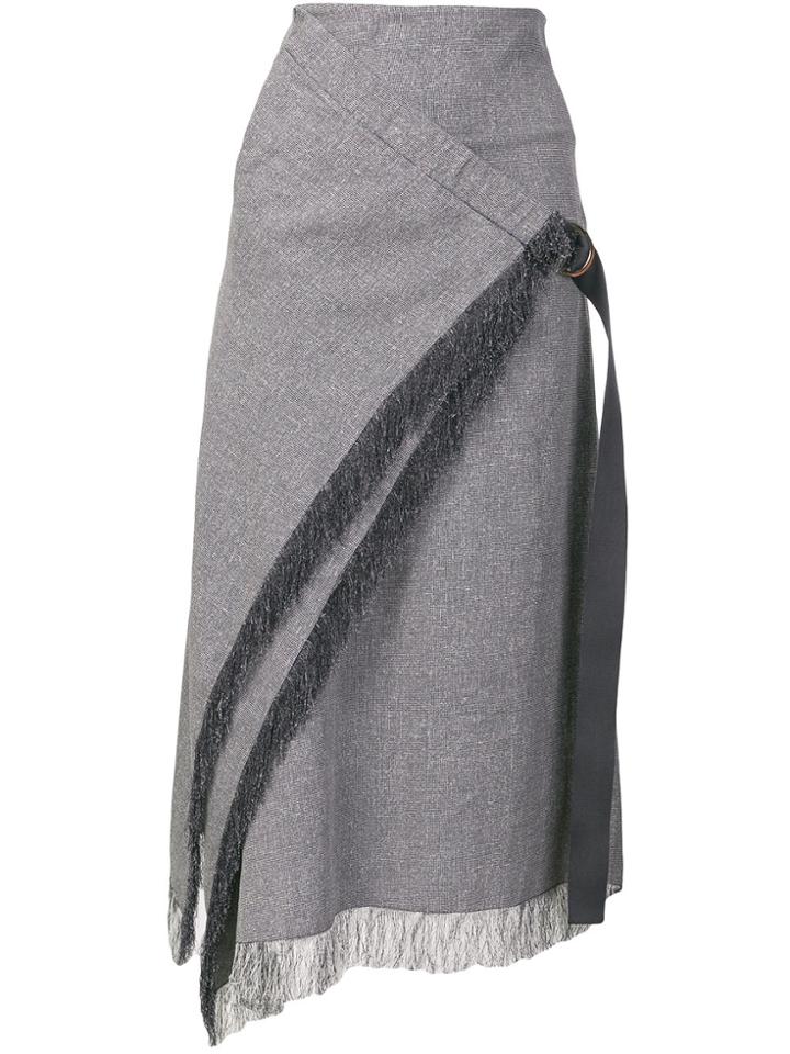 Dion Lee Fringe Trim Wrap Front Skirt - Blue