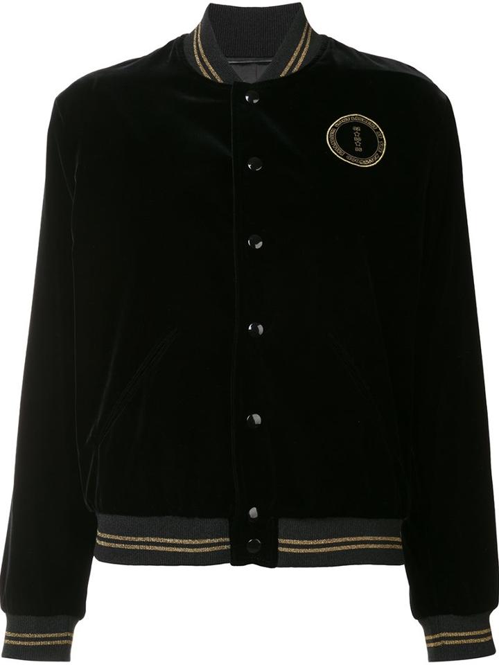 Saint Laurent Star Patch Teddy Jacket, Women's, Size: 44, Black, Cotton/cupro/viscose