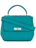 Bally Flip Lock Shoulder Bag, Women's, Blue, Calf Leather