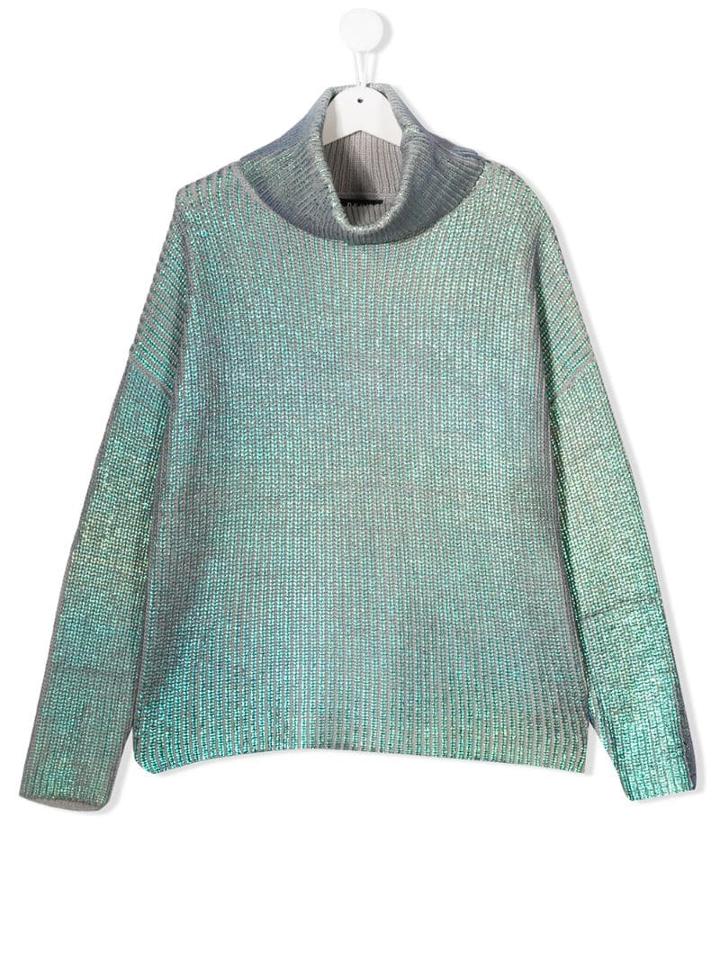 Dkny Kids Metallic High-neck Jumper - Blue