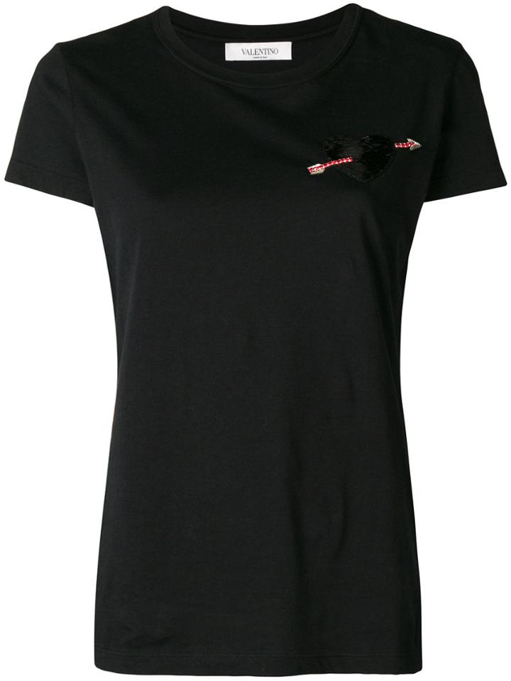 Valentino Heart Appliqué T-shirt - Black