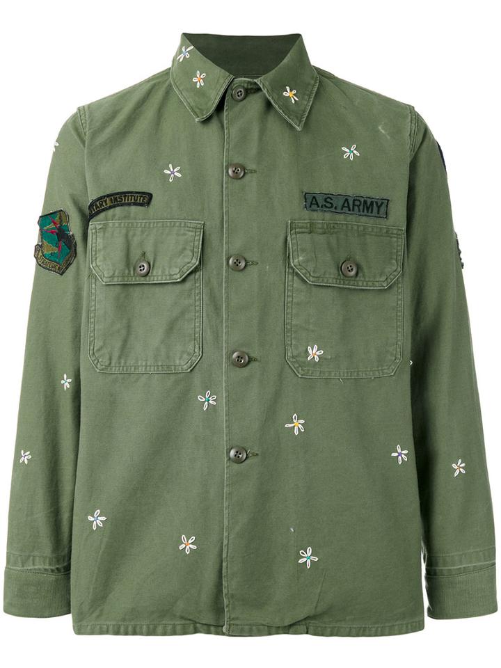 As65 - Embroidered Flowers Jacket - Men - Cotton - M, Green, Cotton