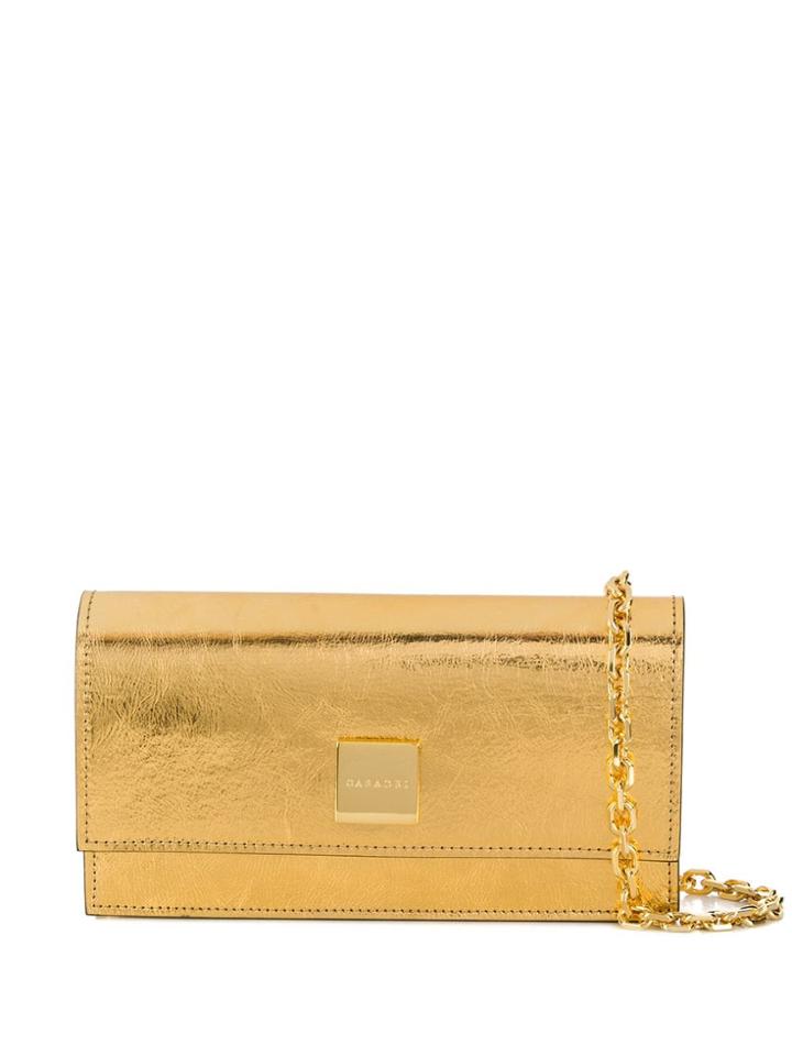 Casadei Metallic Chain Clutch - Gold