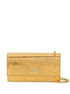 Casadei Metallic Chain Clutch - Gold