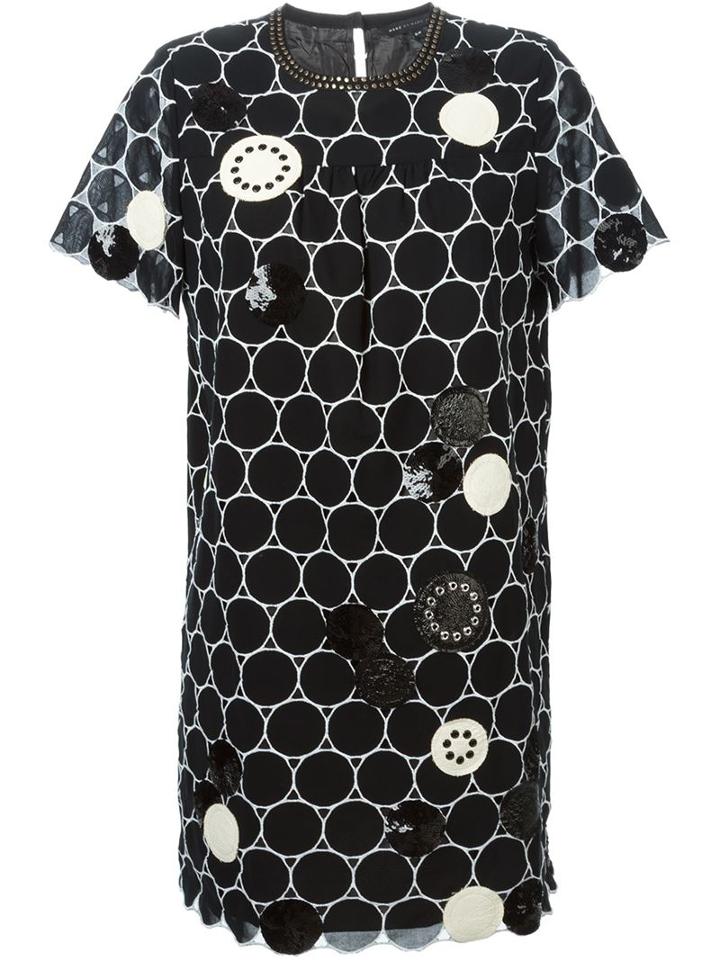 Marc By Marc Jacobs Embroidered Circle Shift Dress, Women's, Size: Medium, Black, Cotton/polyester