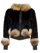 Andrea Bogosian Fur Trimming Coat - Black