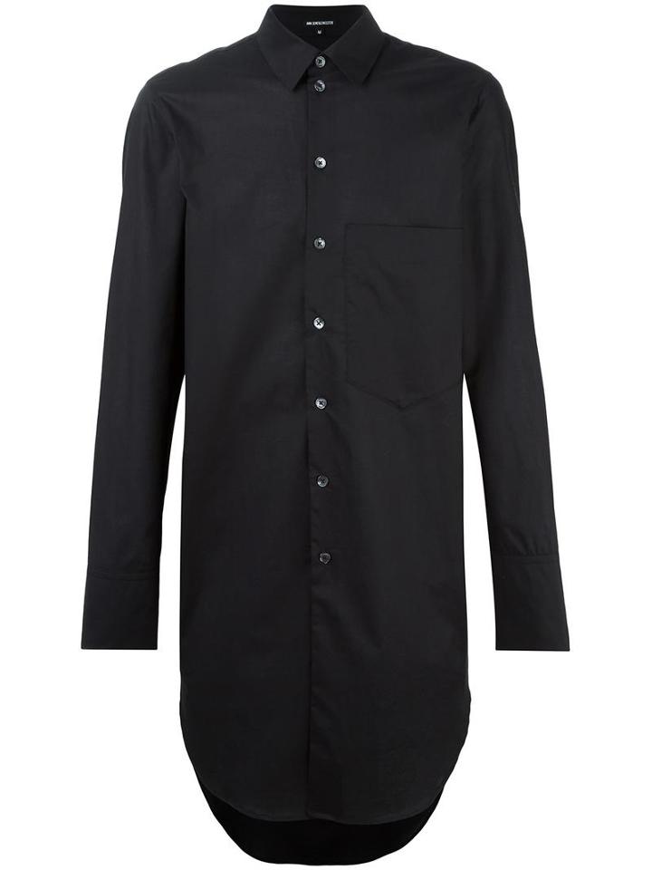 Ann Demeulemeester Longline Shirt, Men's, Size: Small, Black, Cotton