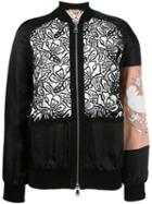 No21 Contrast Panel Bomber Jacket, Women's, Size: 40, Black, Viscose/polyester/cotton