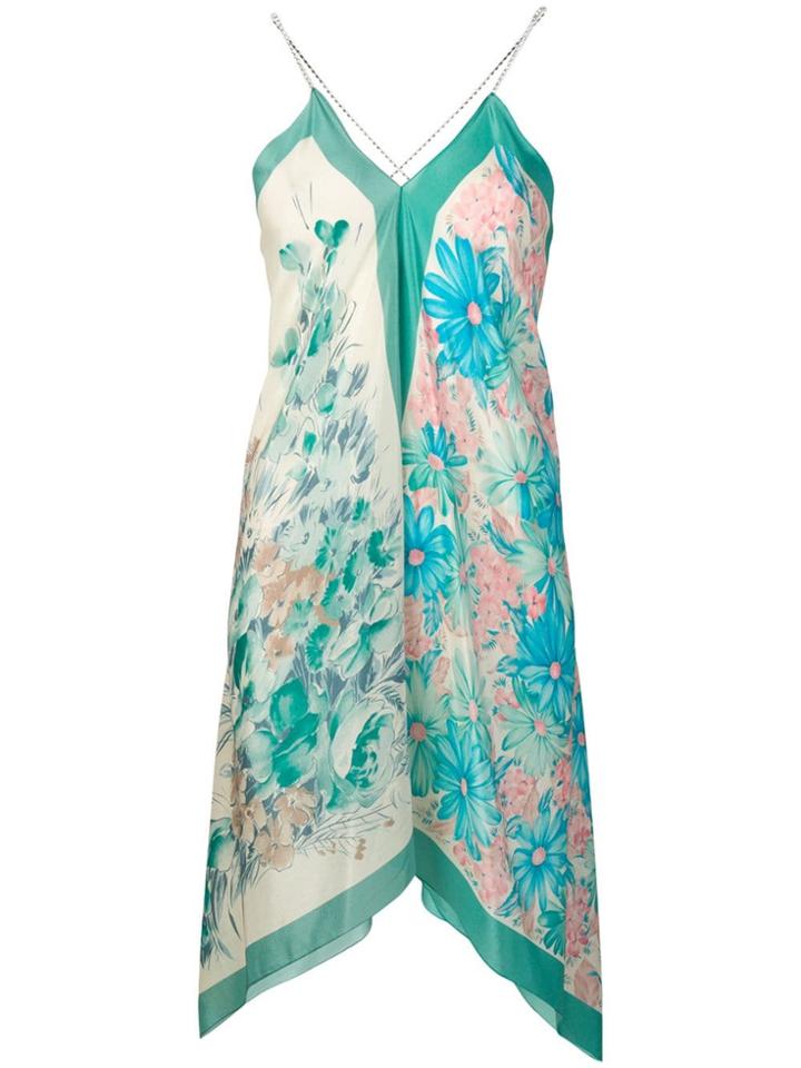 Semicouture Floral Print Longline Vest - Blue