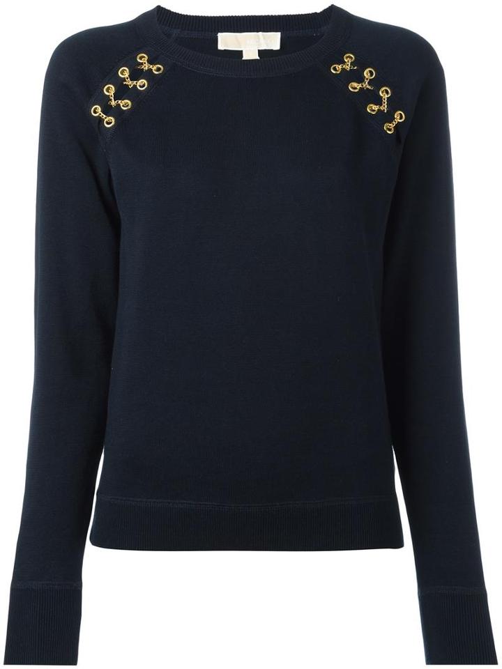 Michael Michael Kors Chain Detail Jumper, Women's, Size: Medium, Blue, Cotton