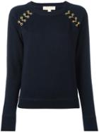 Michael Michael Kors Chain Detail Jumper, Women's, Size: Medium, Blue, Cotton