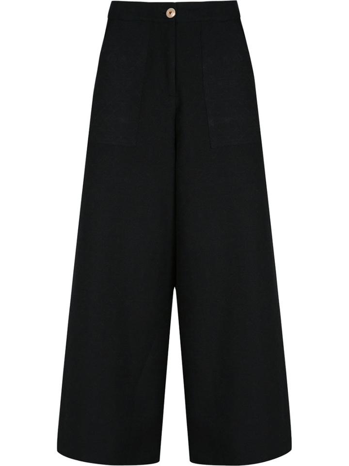Wide Trousers - Women - Cotton/polyester - 36, Black, Cotton/polyester, Lilly Sarti