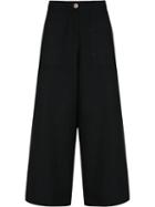 Wide Trousers - Women - Cotton/polyester - 36, Black, Cotton/polyester, Lilly Sarti