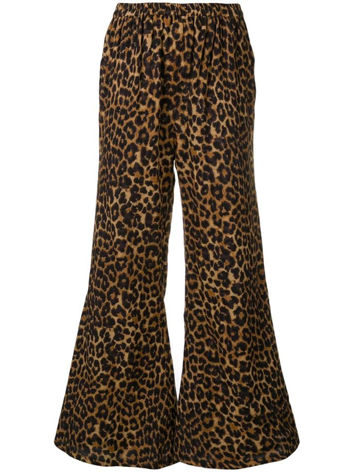 Mes Demoiselles Leopard Flared Trousers - Brown