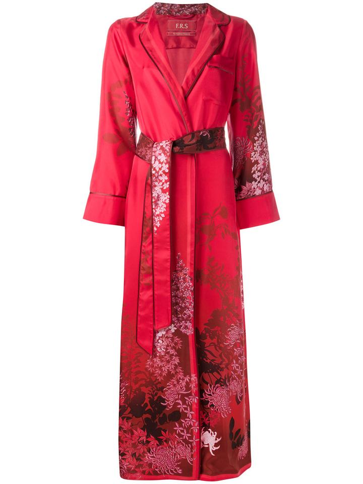 F.r.s For Restless Sleepers Floral Print Kimono Coat, Women's, Red, Silk